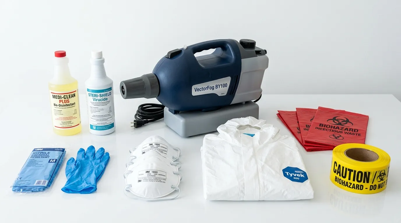 Professional biohazard remediation crew working in Lombard